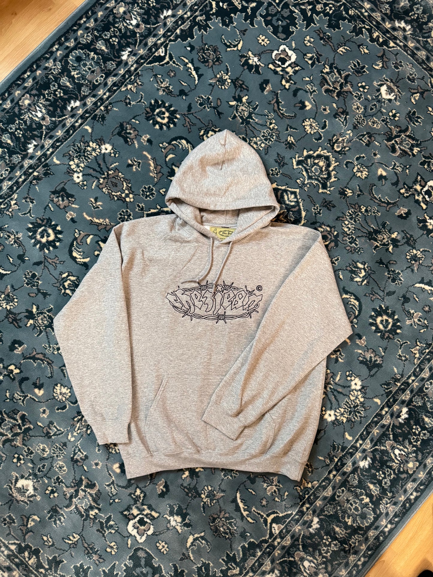 grey chez jean logo hoody