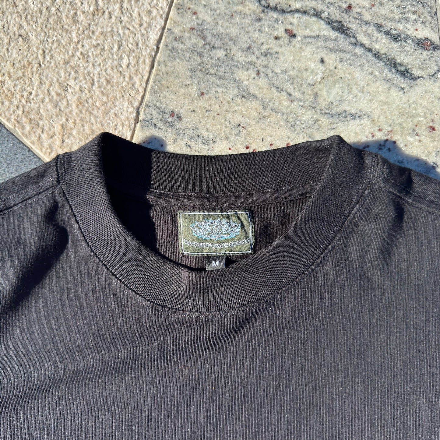 black shirt back print